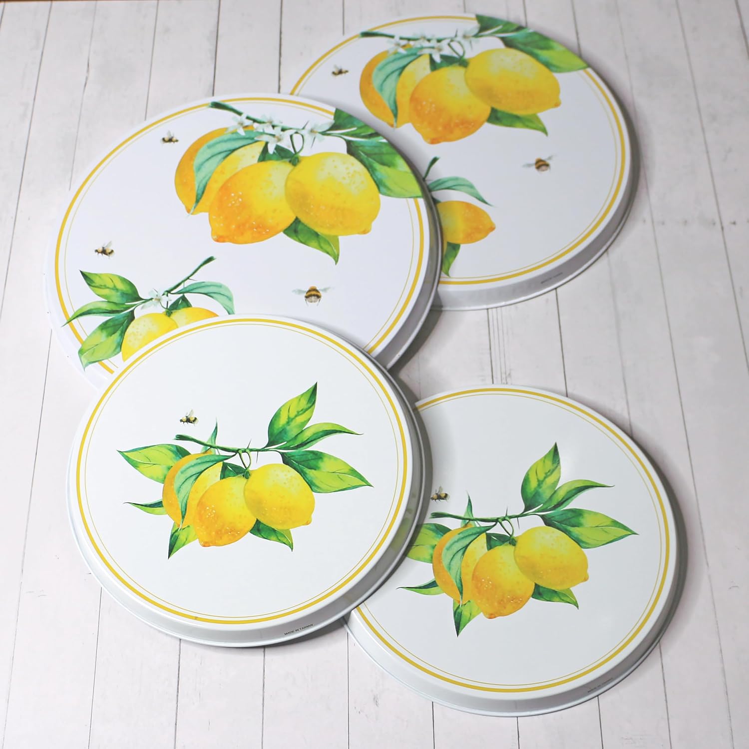 Reston Lloyd, Burner Covers For Electric Stovetop, Decorative Lightweight Tin Covers, Set of 4 (2-8 inch & 2-10 inch), Conceals Messy Drip Pans, Fresh Lemons - Image 2