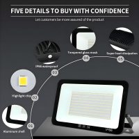 4Pack LED Flood Light Outdoor,100W LED Work Light 11000lmwith 6FT US Plug,IP66 Waterproof Exterior Security Lights,6000K Daylight White Outside Floodlights Slim Design for Playground Yard - Image 5
