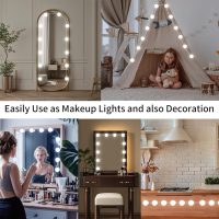 LED Vanity Mirror Lights with 12 Stick On Dimmable Bulbs, 3000K 4500K 6500K & 10 Brightness Levels Adjustable, Plug in USB Cable, Hollywood Style Mirror Lights for Makeup Desk Bathroom Dressing Room - Image 7