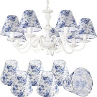VIHOSE 6 Pcs Chandelier Shades Small Chinoiserie Lamp Shade French Countryside Toile Clip Bulbs Lampshade 3 x 6 x 5 Inch Lamp Chimney Cover for Chandelier Farmhouse (Blue Floral) - Image 9