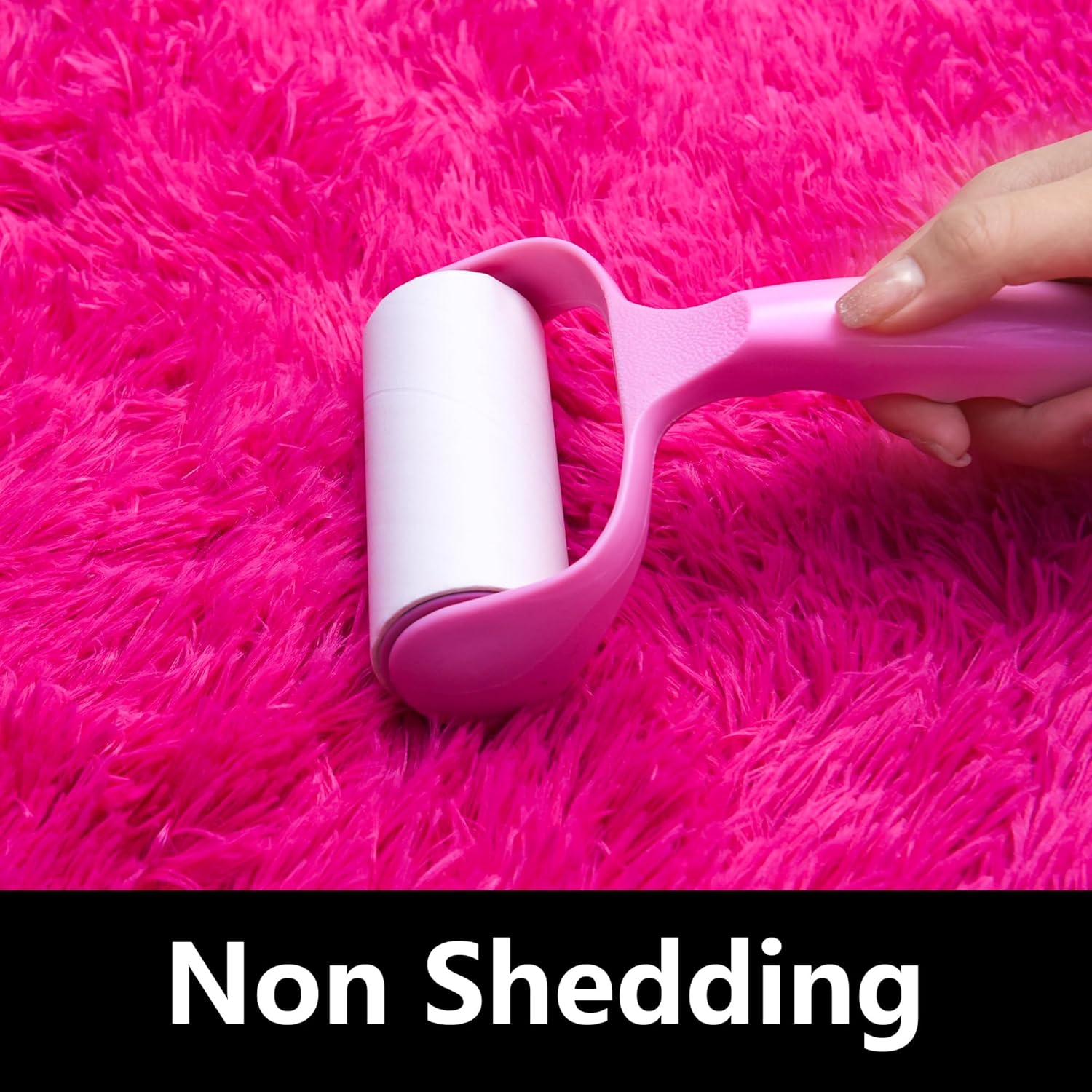 Fluffy Rug Washable 4x6 Feet, Hot Pink Fuzzy Rugs for Bedroom Girls, Flame Retardant Plush Shaggy Rug Home Decor - Image 5