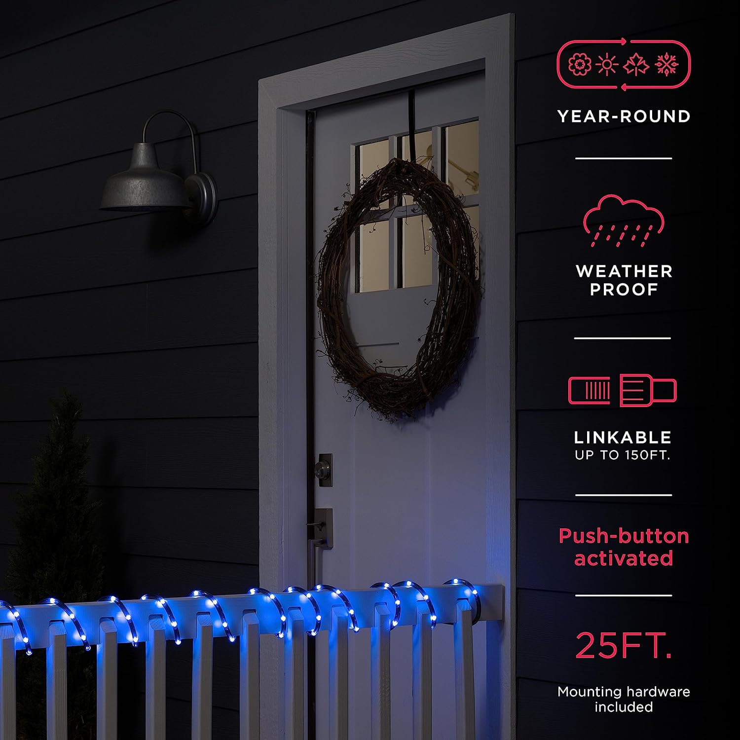 UltraPro LED Rope Lights, 25ft Premium Smoke Black Rope, Color Changing Light, RGB, Indoor/Outdoor, Discreet, Elegant, Flexible, Linkable, Durable, Rope Lights Outdoor, 63244 - Image 2