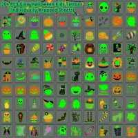 Partywind 204 PCS Individually Wrapped Sheets Glow Halloween Tattoos for Kids Party Decorations, Luminous Pumpkin Tattoo Stickers, Kids Halloween Treats, Party Supplies - Image 3