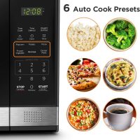 BLACK+DECKER EM031MB11 Digital Microwave Oven with Turntable Push-Button Door, Child Safety Lock, 1000W, 1.1cu.ft, Black & Stainless Steel, 1.1 Cu.ft - Image 2