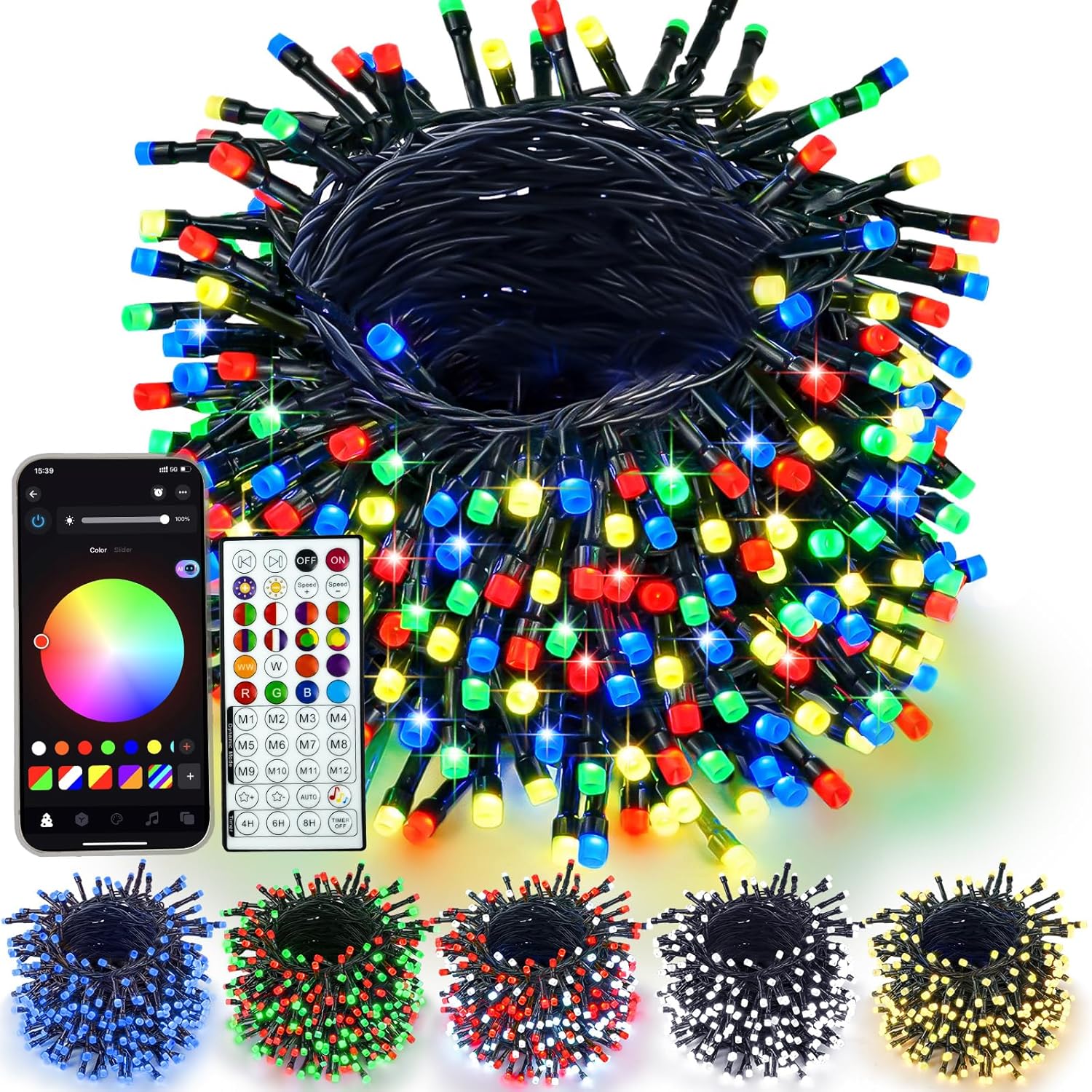 YIQU Smart Color Changing Halloween Lights, 66 FT 200 LED RGB Christmas String Lights with Remote App Control & Timer, Music Sync Multiple Modes Twinkle Light Waterproof Indoor Outdoor Decor