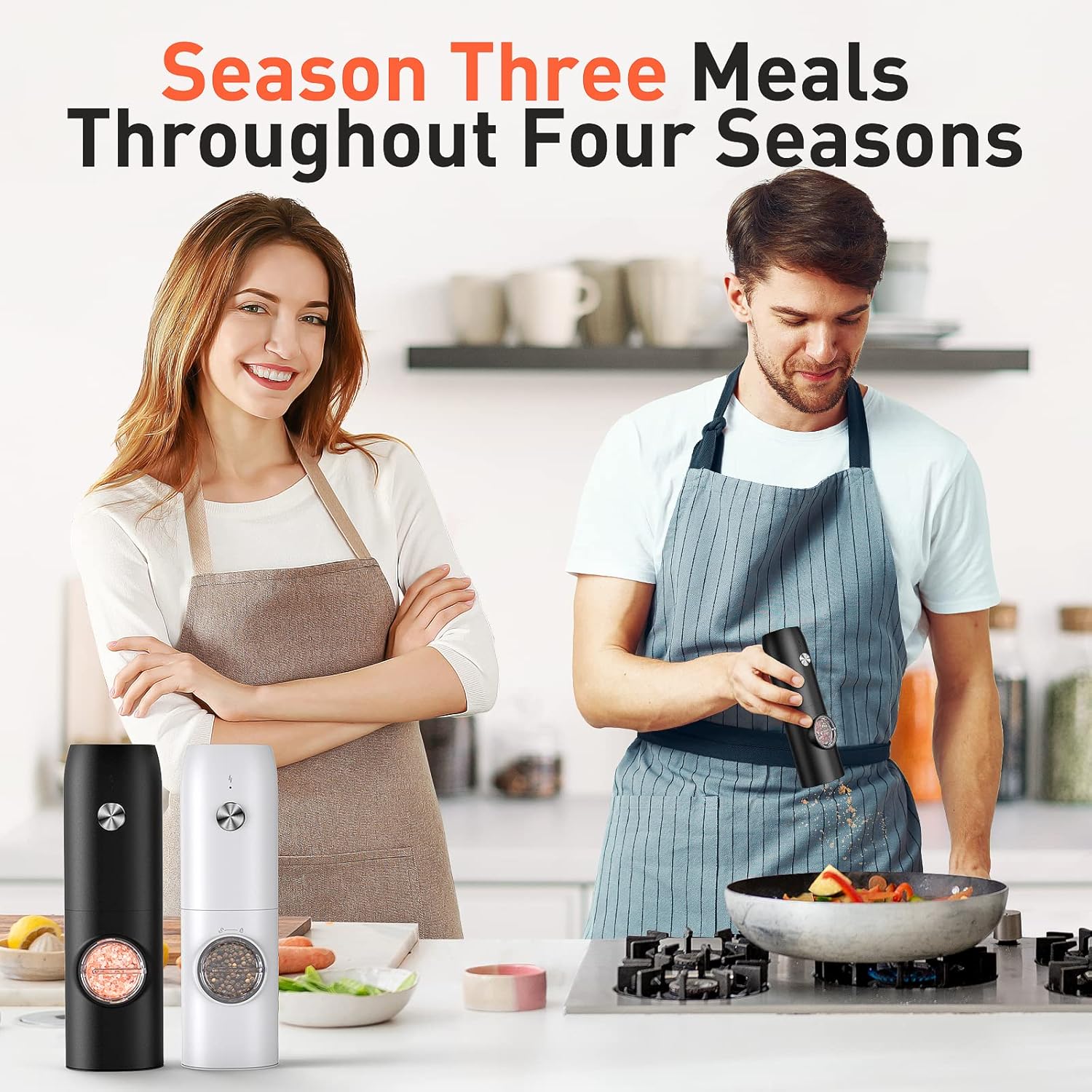 Electric Salt and Pepper Grinder Set:Rechargeable Automatic Pepper Mill Grinder with LED House Warming Gifts New Home, USB Adjustable Coarseness shakers, One-Hand Operation for Kitchen Appliances - Image 7