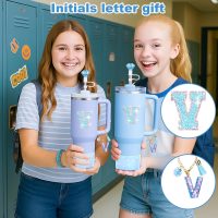 Mity rain 6PCS Blue Cup Accessories for Stanley - Initials Decorations for Stanley Cup 30oz 40oz Tumblers with Handle, Cute and Girlie Gift (V) - Image 6