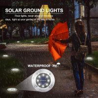 LYHOPE Solar Ground Lights Outdoor, 8 Pack 8 LED Solar Disk Lights Waterproof Garden In-ground Pathway Light Landscape Lighting for Lawn,Yard,Deck,Patio,Walkway (White) - Image 2