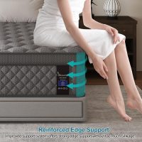 Full Mattress, 14 Inch Hybrid Mattresses Grey Euro Top Medium Firm for Back & Lumbar Support, 100 Night Trial, Individual Pocket Spring Bed for Motion Isolation & Pressure Relief - Image 8