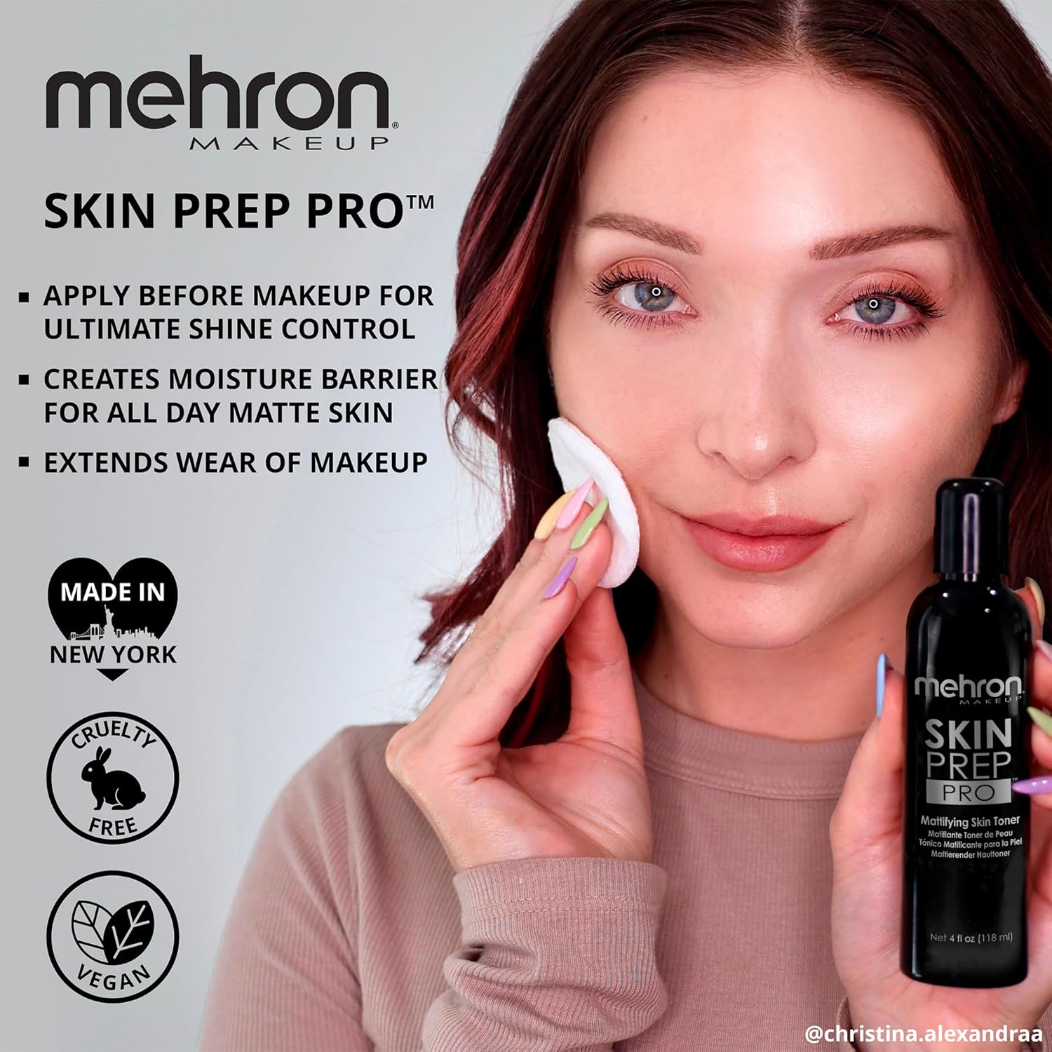 Mehron Makeup Skin Prep Pro Mattifying Skin Toner | Long Lasting Pre-Makeup Primer 4 fl oz (120 ml) - Image 3