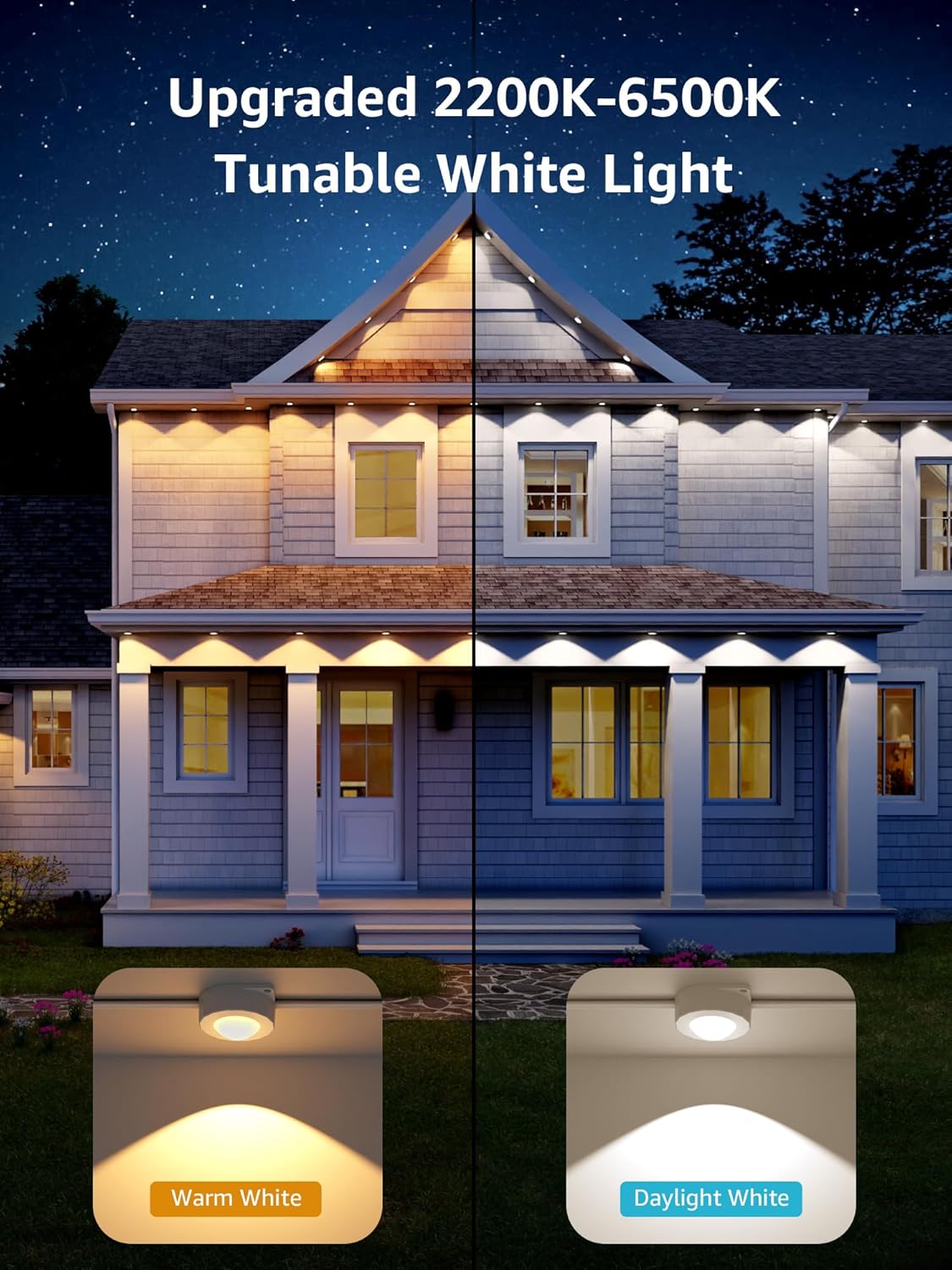 Lepro E1 AI Permanent Outdoor Lights APP Control, 100ft 60 LED Smart RGB+IC+Warm/Cool White House Eave Light for Halloween Christmas, Alexa Google Enabled, 2.4 GHz WiFi/Bluetooth, NO Remote Controller - Image 8