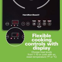 Hamilton Beach Portable Single Induction Cooktop Countertop Burner Hot Plate with Fast Heating Mode, 1800 Watts, 10 Temperature Settings up to 450F, Black (34104) - Image 3
