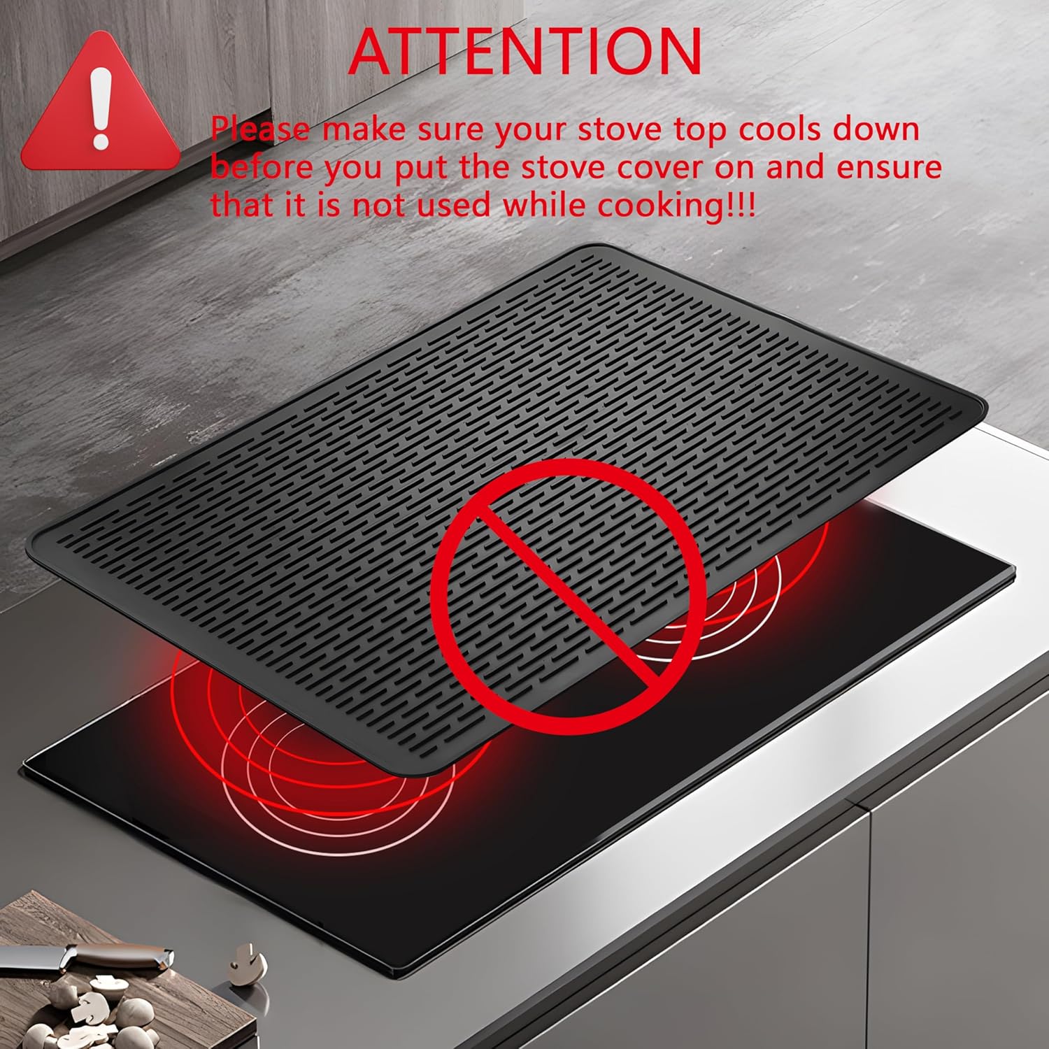 Silicone Stove Top Cover Mat, 28"x20" Silicone Electric Stove Top Protector, Heat Resistant Glass Cooktop Cover, Range Covers for Electric Stove, XL Dish Drying Mat for Kitchen (Black) - Image 4