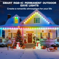 Permanent Outdoor Lights, 100ft Smart Eave Lights with 72 LED Lights, IP67 Waterproof, App Control, Outdoor String Lights, DIY RGB+IC Light for House Halloween Decorations, White - Image 3