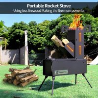 Rocket Stove Portable Folding Wood Burning Camping Stove for Outdoor Cooking, Picnic, BBQ, Hunting, Fishing, Cast Steel Pocket Rocket Stove with Carrying Bag - Image 5