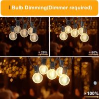 OHLUX Outdoor String Lights, 55FT Shatterproof LED Patio Lights with 26 Dimmable Plastic G40 Bulbs, 2200K Waterproof Connectable Hanging String for Backyard, Cafe, Porch, Deck, E12 Base - Image 4