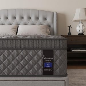 Full Mattress, 14 Inch Hybrid Mattresses Grey Euro Top Medium Firm for Back & Lumbar Support, 100 Night Trial, Individual Pocket Spring Bed for Motion Isolation & Pressure Relief