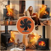 Wood Stove Fan Heat Powered | Non Electric Heat Activated Fan for Wood Burning Stove/Log Burner | Thermoelectric Fireplace Fan| w/Stove Accecories Thermometer - Image 9