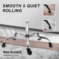 Frassie 28 Inch Office Chair Metal Base Replacement Heavy Duty Computer Chair Base Part with 5 Casters 1 Gas Lift Cylinder (Silver) - Image 4