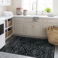 Wonnitar Moroccan 3x5 Rug, Black Washable Small Rug for Bedroom, Non-Slip Geometric Tribal Entry Throw Mat, Boho Farmhouse Rustic Soft Low Pile Area Rug for Bathroom Dining Guest Room (Black,3'x5') - Image 5