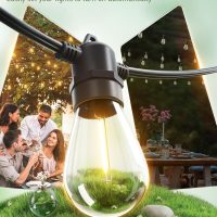 addlon 100FT LED Outdoor String Lights, Remote Dimmable Patio Lights with Timer & 3 Lighting Modes, 32 Shatterproof Edison Bulbs, Waterproof Connectable String Lights for Outside Backyard Porch Party - Image 3