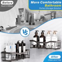 EUDELE 5-Pack Rustproof Stainless Steel Shower Caddy – No Drill Adhesive Bathroom Organizer with Large Capacity, Spacious Shower Shelves for Inside Shower, Kitchen & Home Decor Storage-XL Size - Image 3