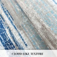 Modern Abstract Small Area Rug Indoor 3x5 Washable Rug Non-Slip Soft Entryway Rug Blue Kitchen Mats Thin Print Faux Wool Floor Carpet Throw Rugs for Entrance Bedroom Office Home Decor - Image 8