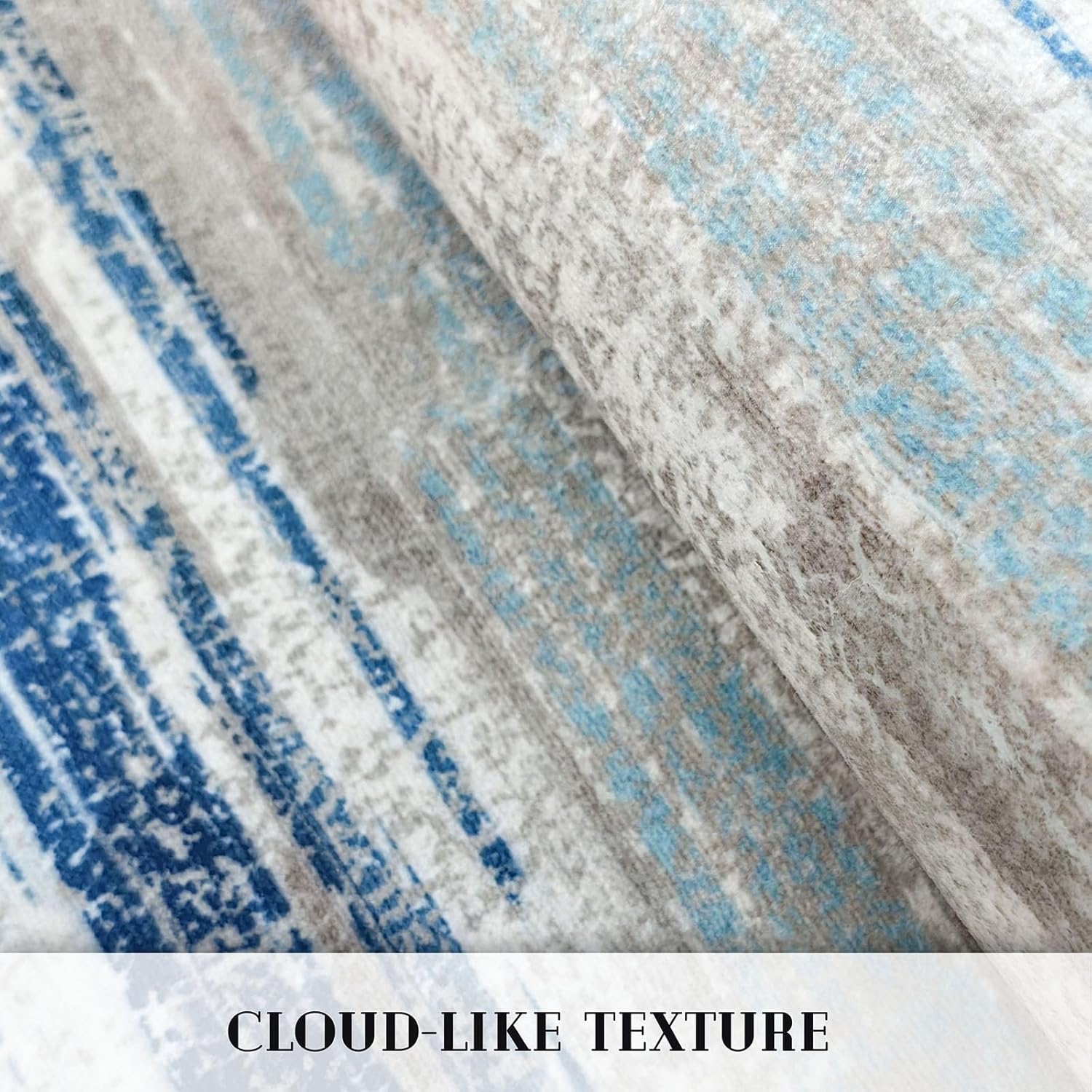 Modern Abstract Small Area Rug Indoor 3x5 Washable Rug Non-Slip Soft Entryway Rug Blue Kitchen Mats Thin Print Faux Wool Floor Carpet Throw Rugs for Entrance Bedroom Office Home Decor - Image 8