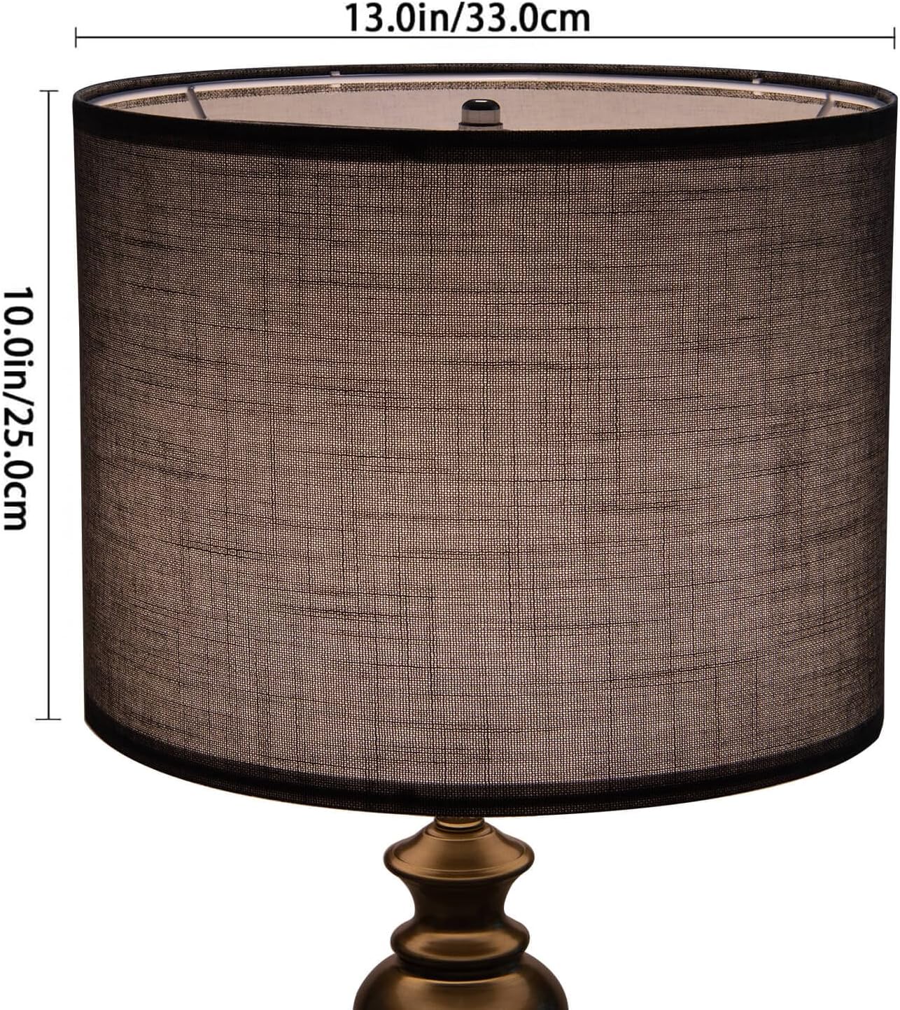 Drum Lamp Shades Set of 2, Gray Lamp Shade for Table Lamp, 13" Top x 13" Bottom x 10" High Fabric Large Lampshade, Decorative Lamp Shades, Easy Assembly Required (Gray) - Image 2