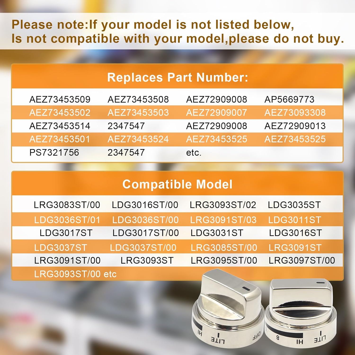 AEZ73453509 lg stove knobs replacements Fit for lg Gas Range/Oven LRG3036ST LRG3095ST LRG3091ST LRG3093ST LRG3035ST LDG3036ST,Replaces AEZ72909008 AP5669773 2347547 PS7321756 3 Ye-ars Warr-anty - Image 3