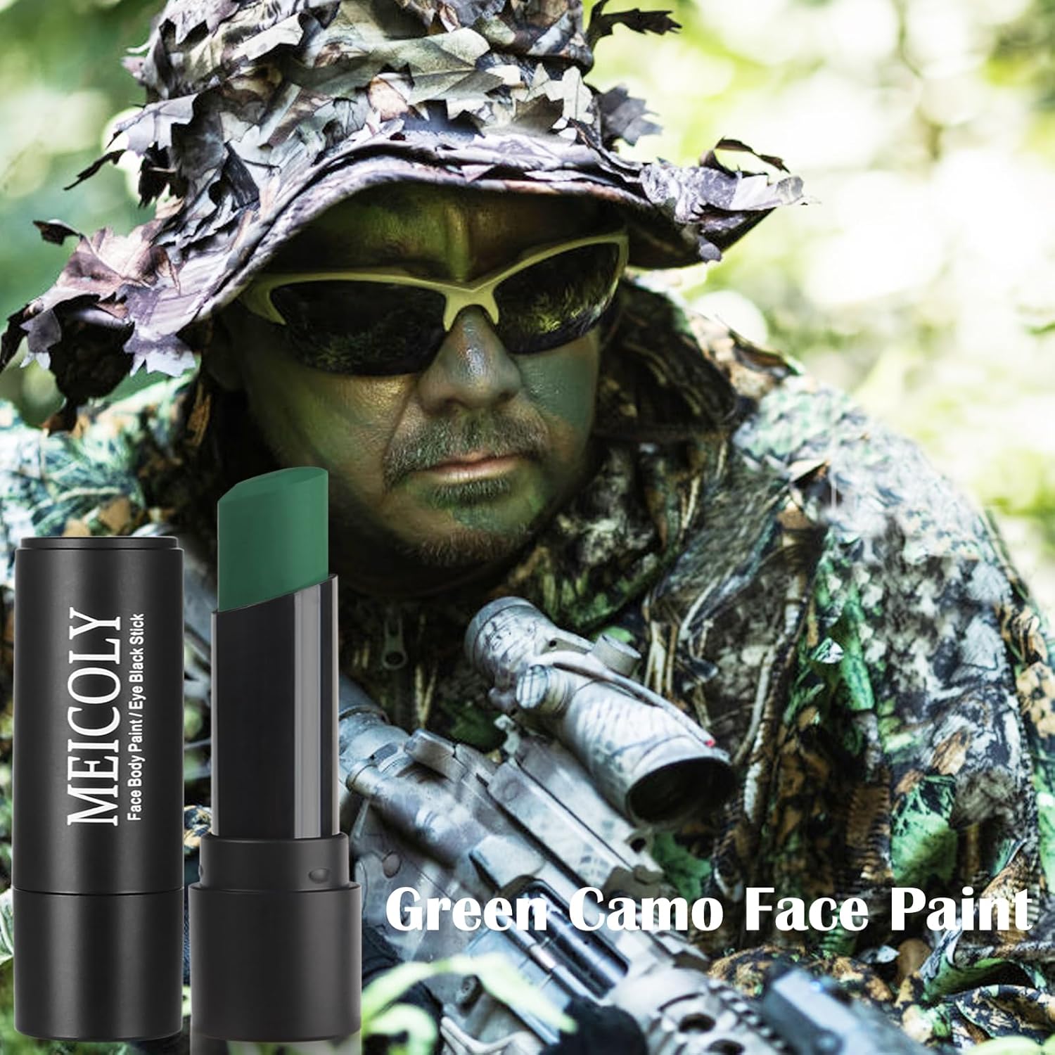 MEICOLY Green Face Body Paint Stick for Halloween SFX Cosplay Makeup,Witch Elphaba Green Face Paint, Camo Hulk Face Painting,Eye Black Stick,Waterproof Eye Black Baseball Softball Football Lacrosse - Image 6