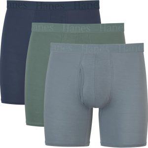 Hanes Originals Supersoft Boxer Briefs, Viscose from Bamboo Men's Underwear, Solids & Prints, 3-Pack