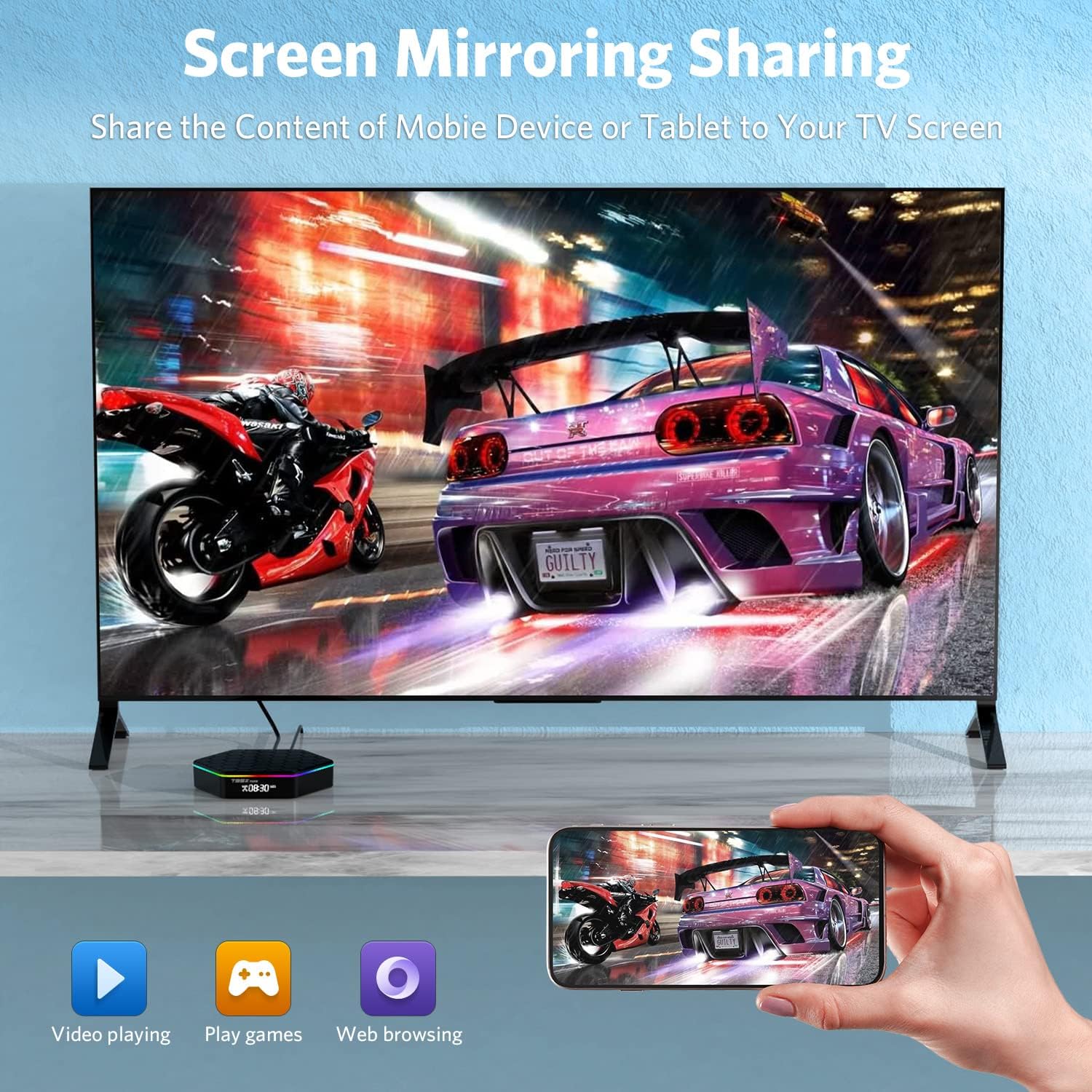 Android TV Box 12.0,T95ZPLUS H618 2GB RAM 16GB ROM with Backlit Mini Wireless Keyboard Quad-Core Cortex-A53 CPU,2.4GHz/5GHz Dual Band WiFi6 6K Ultra HD Resolution Bluetooth 5.0 - Image 6