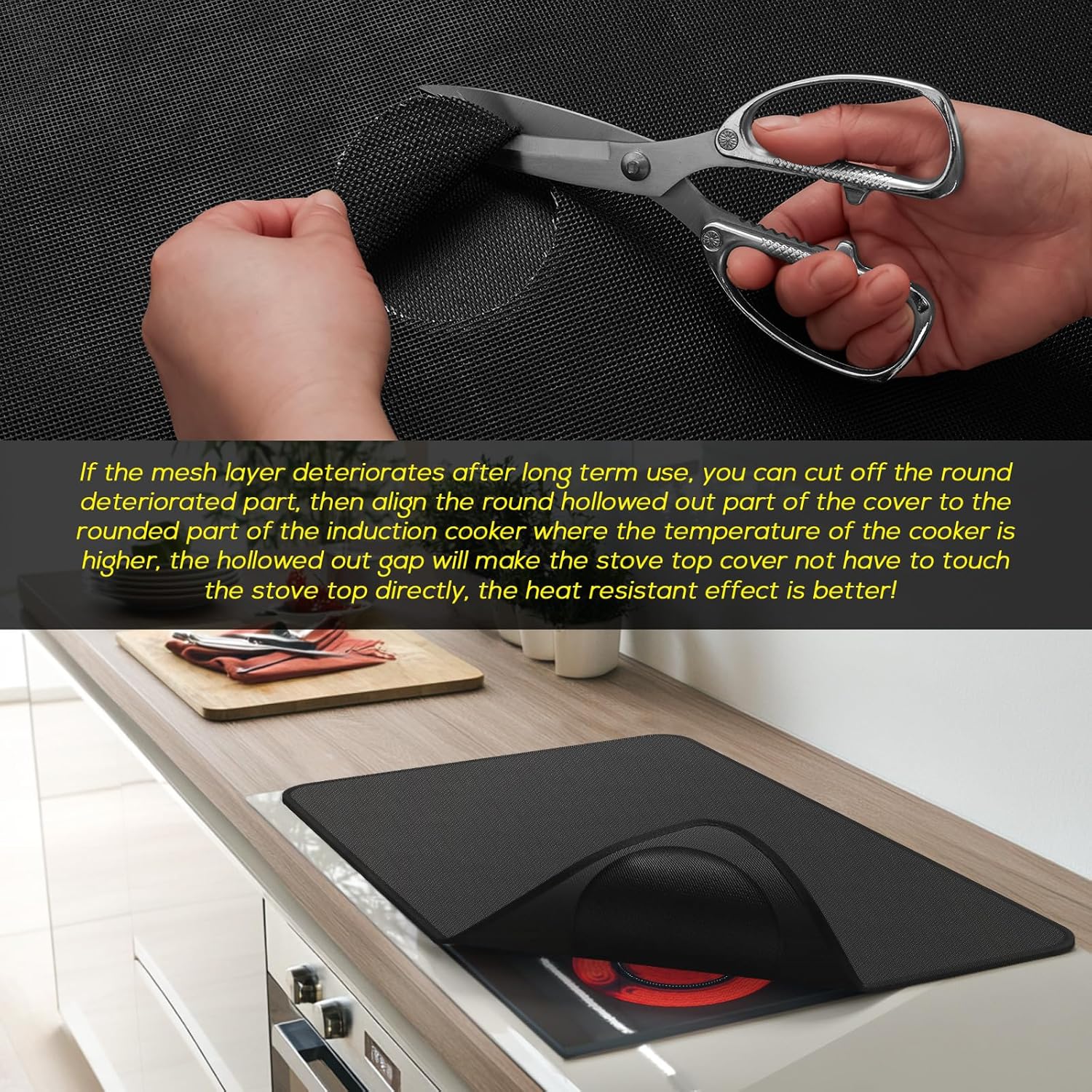 FLASLD Fireproof Electric Stove Top Cover, Heavy Duty Double 29.5×21 Inches Pad for Glass Top Stove, Heat Resistant GlassTop Stove Mat, Kitchen Flat Cooktop Protector for Cat - Image 6