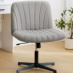 HOFFREE Criss Cross Chair Cross Legged Office Chair Home Office Chair Ergonomic Armless Chair for Desk Grey