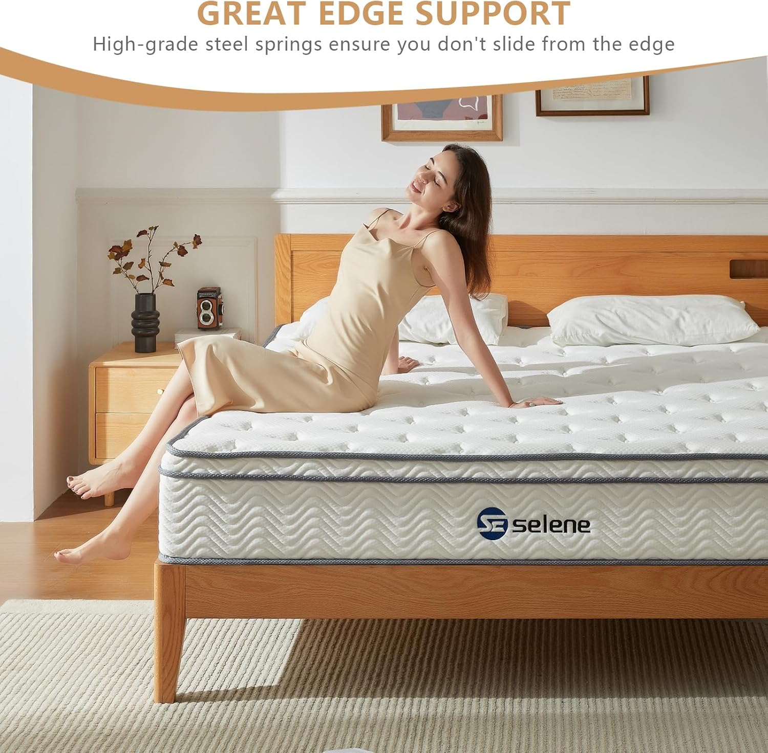 King Size Mattress, 12 Inch Pocket Spring & Memory Foam, Medium Firm, White - Image 6