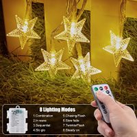 Brightown Star String Lights Battery Operated - 17 ft 50 LED Star Fairy String Lights with Remote and Timer, 8 Modes Waterproof for Bedroom Tent Loft Bed Patio Party Wedding Decor, Warm White - Image 8
