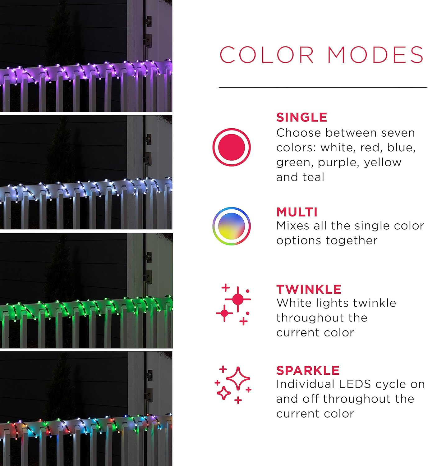 UltraPro LED Rope Lights, 25ft Premium Smoke Black Rope, Color Changing Light, RGB, Indoor/Outdoor, Discreet, Elegant, Flexible, Linkable, Durable, Rope Lights Outdoor, 63244 - Image 6