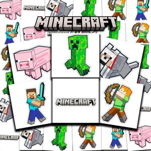 Minecraft Tattoos Party Favors Bundle ~ 72 Perforated Individual 2" x 2" Minecraft Temporary Tattoos for Kids Boys Girls (Minecraft Party Supplies)
