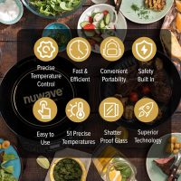 Nuwave Precision Induction Cooktop Gold, 12” Shatter-Proof Ceramic Glass Surface, Large 8” Heating Coil, Portable, 51Temp Settings 100°F to 575°F, 3 Wattage Settings 600, 900, and 1500 Watts - Image 5