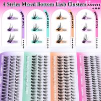 Bottom Lash Clusters DIY Eyelash Extensions 4 Styles Lower Lashes Wispy Bottom Individual Lashes 5-7mm Natural Thin Band Eyelash Clusters 225pcs for Bottom Lash Extension by calphdiar - Image 2