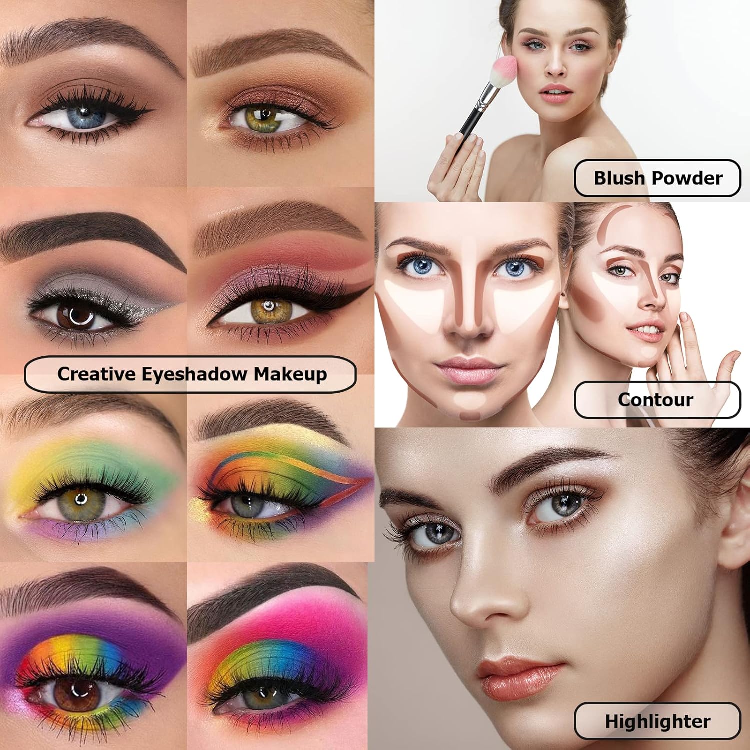 UCANBE Eyeshadow Palette with 15Pcs Brushes Makeup Set, Pigmented 86 Colors Make Up Sets Valentine's Gift, Matte Shimmer Glitter Eye Shadow Pallet Highlighter Contour Blush Powder Brush Beauty Kit - Image 4