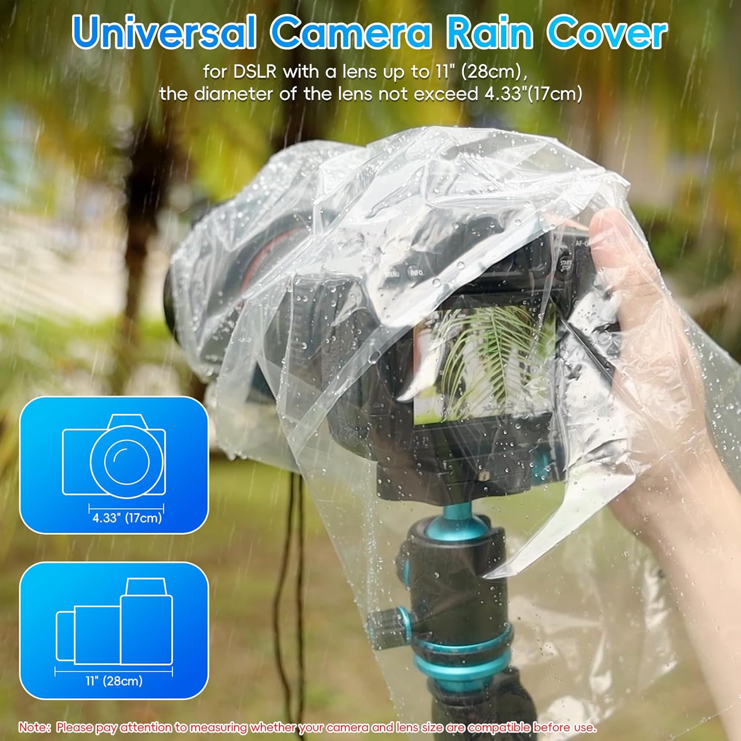 2 Pack Camera Rain Cover Clear Sleeve Protector for Sony A7R V A7 IV A7S III II A6700 A6600 A6500 A6400 A6300 A6100 A6000 A7C Nikon Z8 Z5 Z50 Z30 Z7 Z6 II D780 D7500 D5600 D3500 P1000 - Image 2