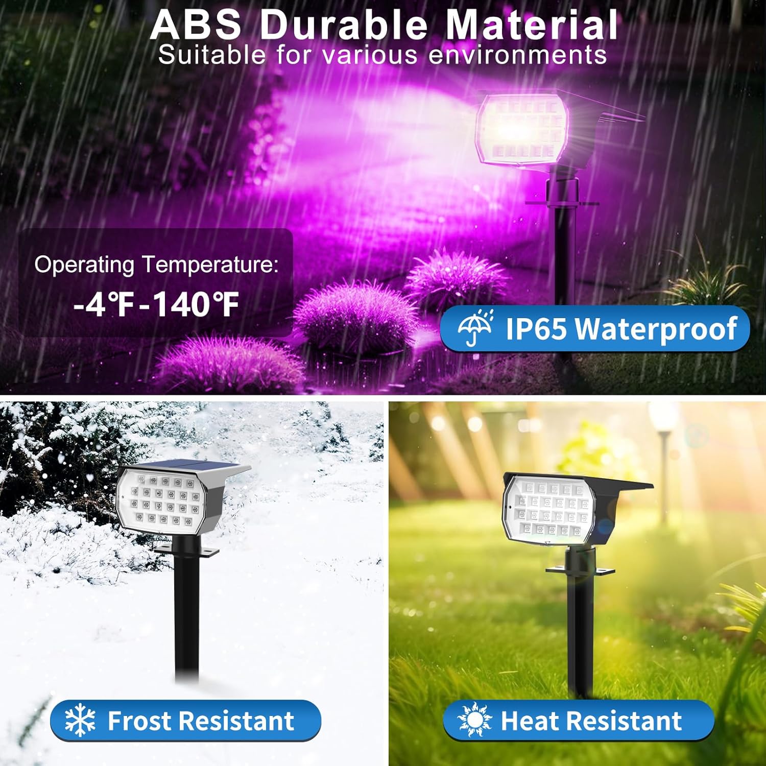 Solar Color Changing Spot Lights Outdoor Waterproof Colored RGB Solar Powered Landscape Lights for Yard 7 Lighting Modes Multicolor Solar Spotlights for Pathway Garden Outside (10 Pack) - Image 4