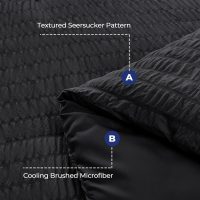 HYMOKEGE Black Queen Comforter Set Seersucker 7 Pieces, All Season Luxury Bed in a Bag for Bedroom, Bedding Set with Comforters, Sheets, Pillowcases & Shams - Image 4