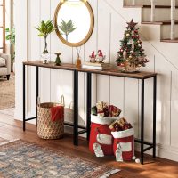 HOOBRO Narrow Console Table, 29.5" Small Entryway Table, Thin Sofa Side Display Table, for Hallway, Bedroom, Living Room, Foyer, Rustic Brown and Black BF75XG01 - Image 2