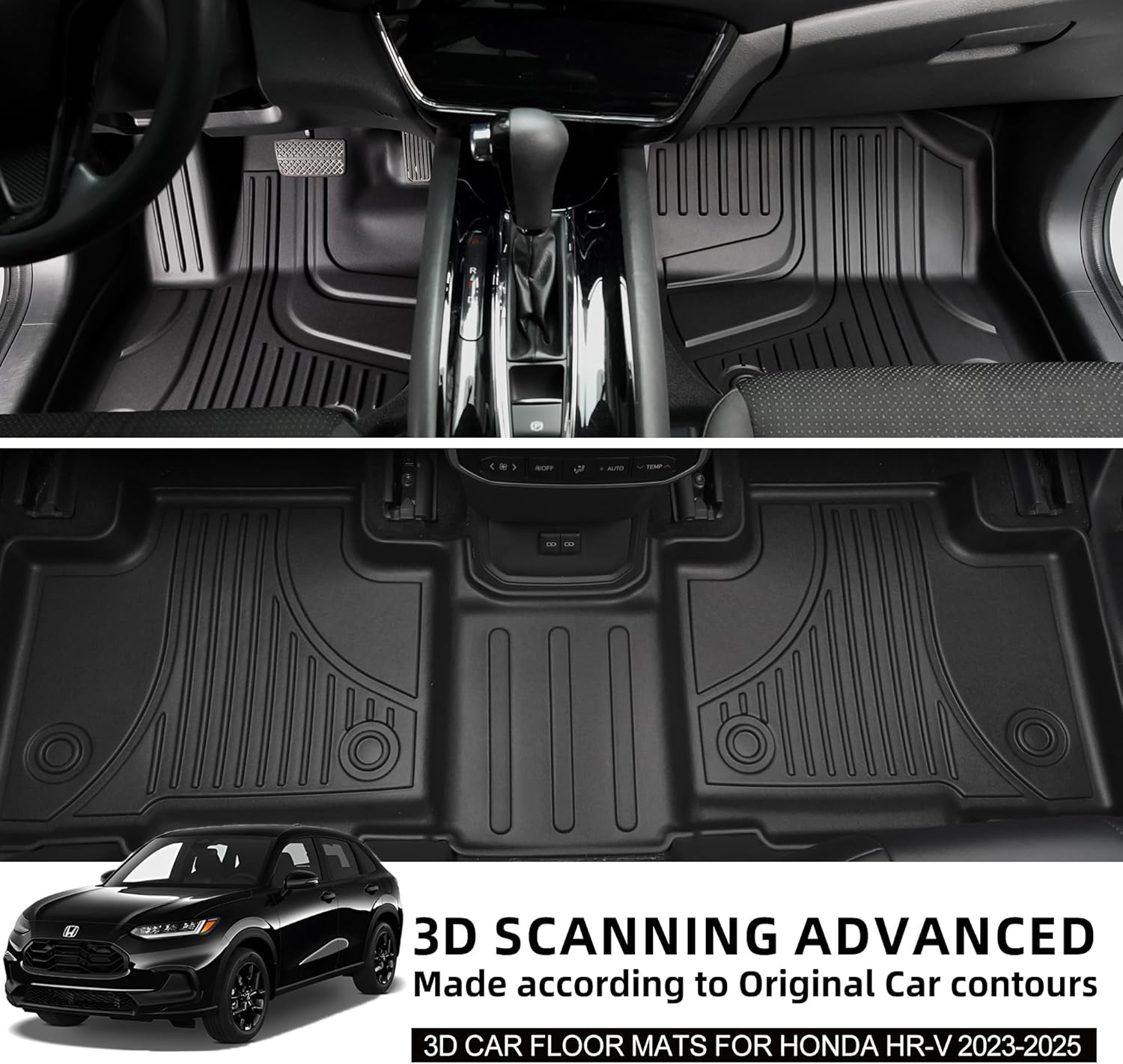 Floor Mats & Cargo Liner & Backrest Mat Custom Fit for Honda HRV 2026 2025 2024 2023 (Include Hybrid) and Acura ADX 2025: All Weather TPE Floor Mats for HR-V Floor Liner Accessories - Image 3