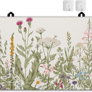 Electric Stove Top Cover Protector – Herbs and Wilds Flowers Glass Flat Top Stove Mat Oven Induction Cooktop Mat for Ceramic Countertop Mats Heat-Resistant Dish Drying Mat