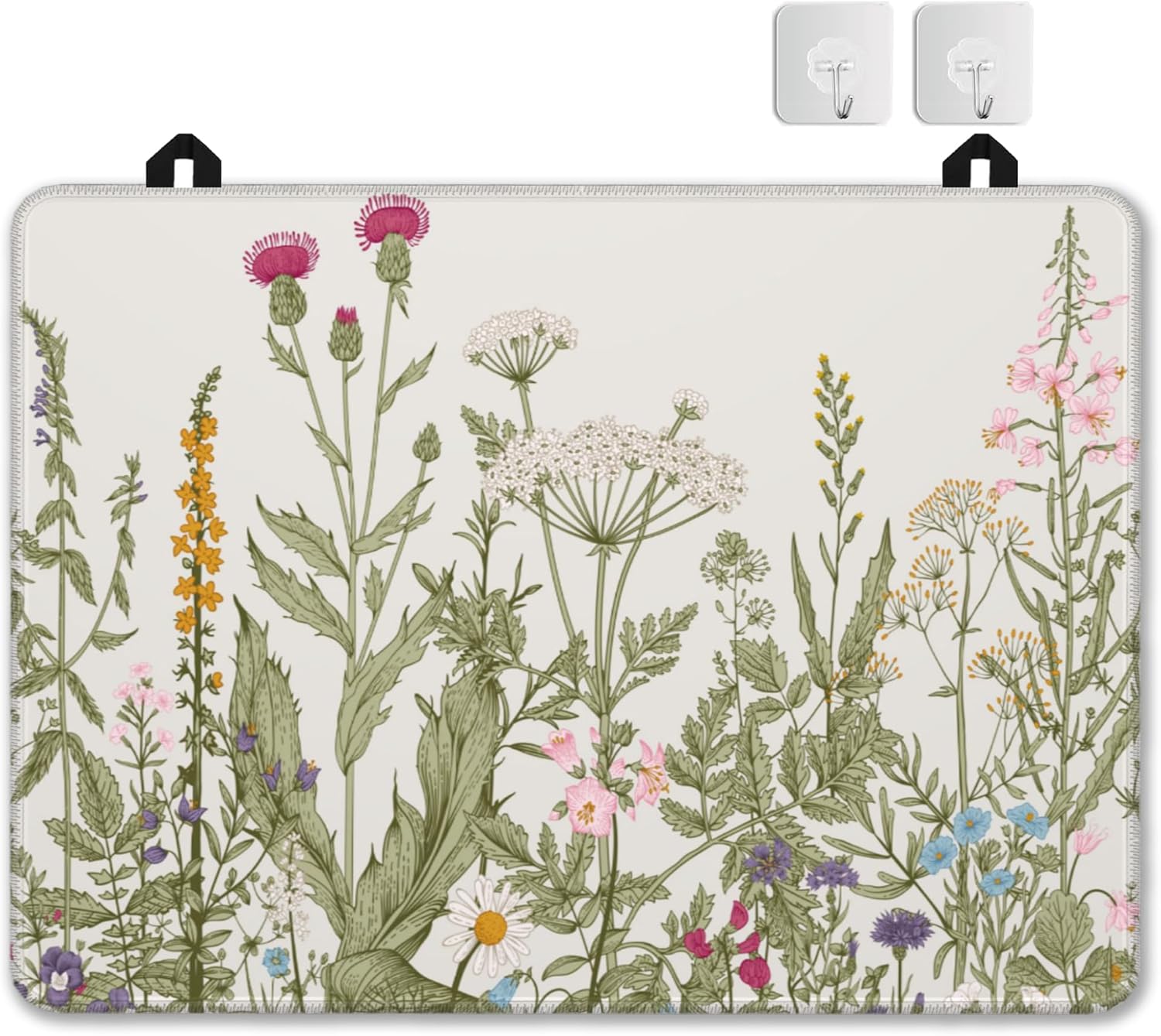 Electric Stove Top Cover Protector – Herbs and Wilds Flowers Glass Flat Top Stove Mat Oven Induction Cooktop Mat for Ceramic Countertop Mats Heat-Resistant Dish Drying Mat
