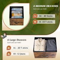 WLIVE Dresser for Bedroom with 10 Drawers, Wide Fabric Dresser for Storage and Organization, Bedroom Dressers, Chest of Drawers for Living Room, Closet, Hallway, Rustic Brown Wood Grain Print - Image 5